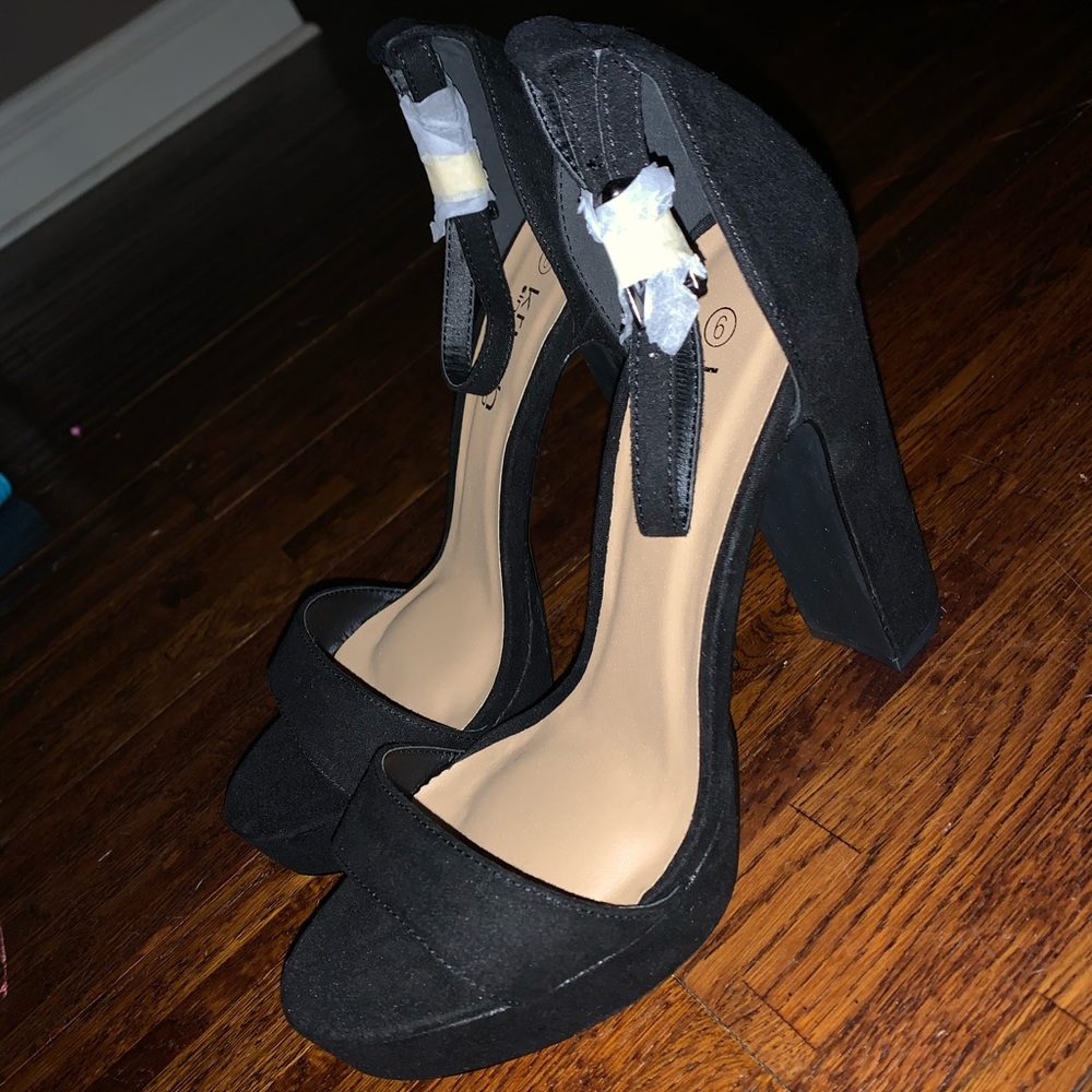 Black suede heels